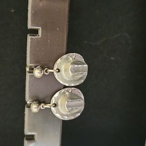 Cowboy hat silver earrings
